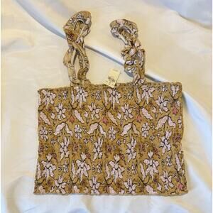 Aerie Flower Print Cropped Tank Top Size Medium